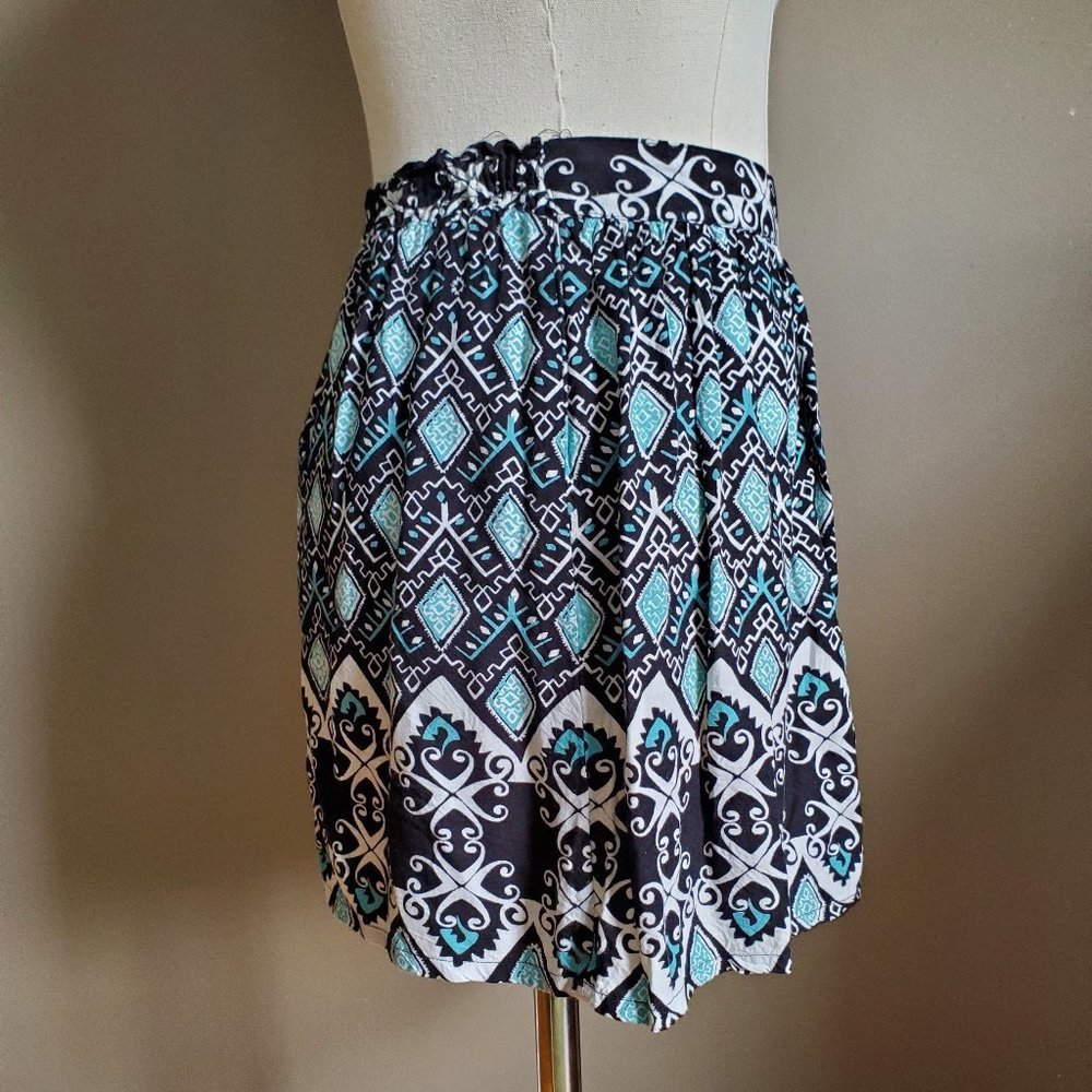 Angie Geometric Printed Summer Mini Skirt Medium